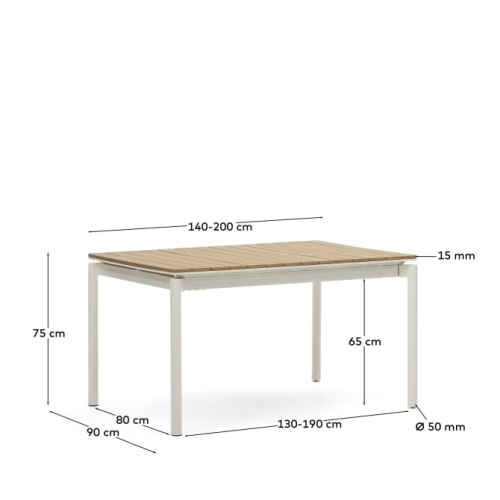 Kave Home Canyelles Dining Extendable Table, 140cm, White