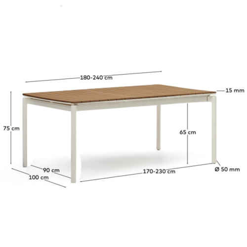 Kave Home Canyelles Dining Extendable Table, 180cm, White