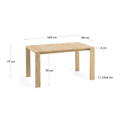 Kave Home Victoire Outdoor Solid Teak Wood Dining Table, 160cm