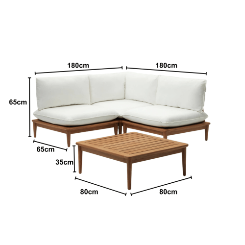 Kave Home Portitxol Corner Sofa + Coffee Table Set, 180x180cm