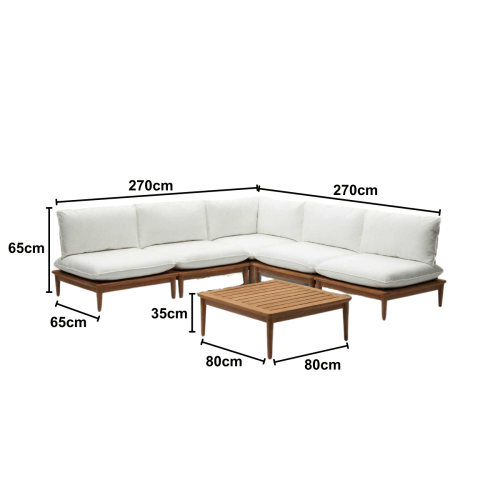 Kave Home Portitxol Outdoor Corner Sofa + Coffee Table Set, 270x270cm