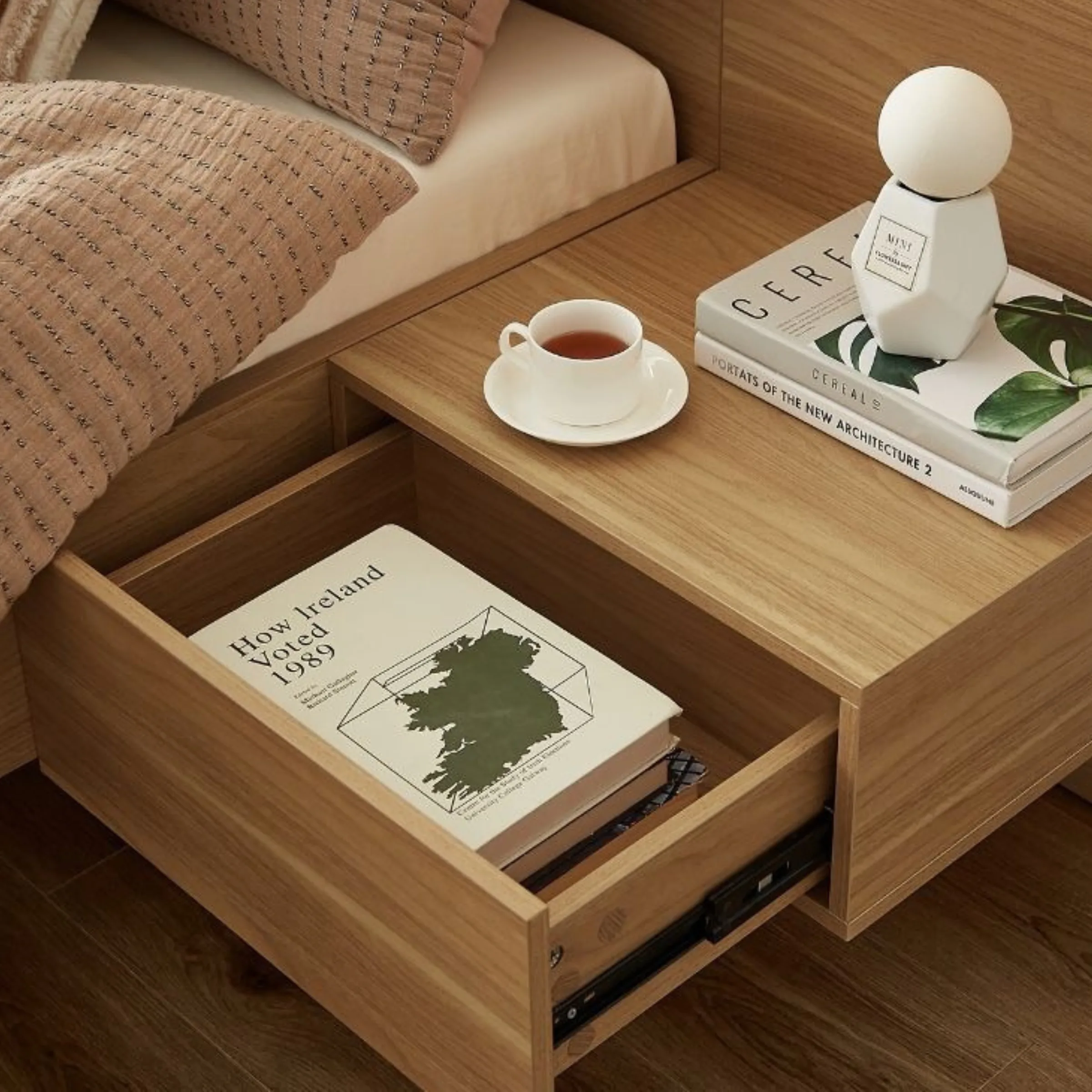 Lifely Eve Queen Bed Frame with 2 Bedside Tables Set