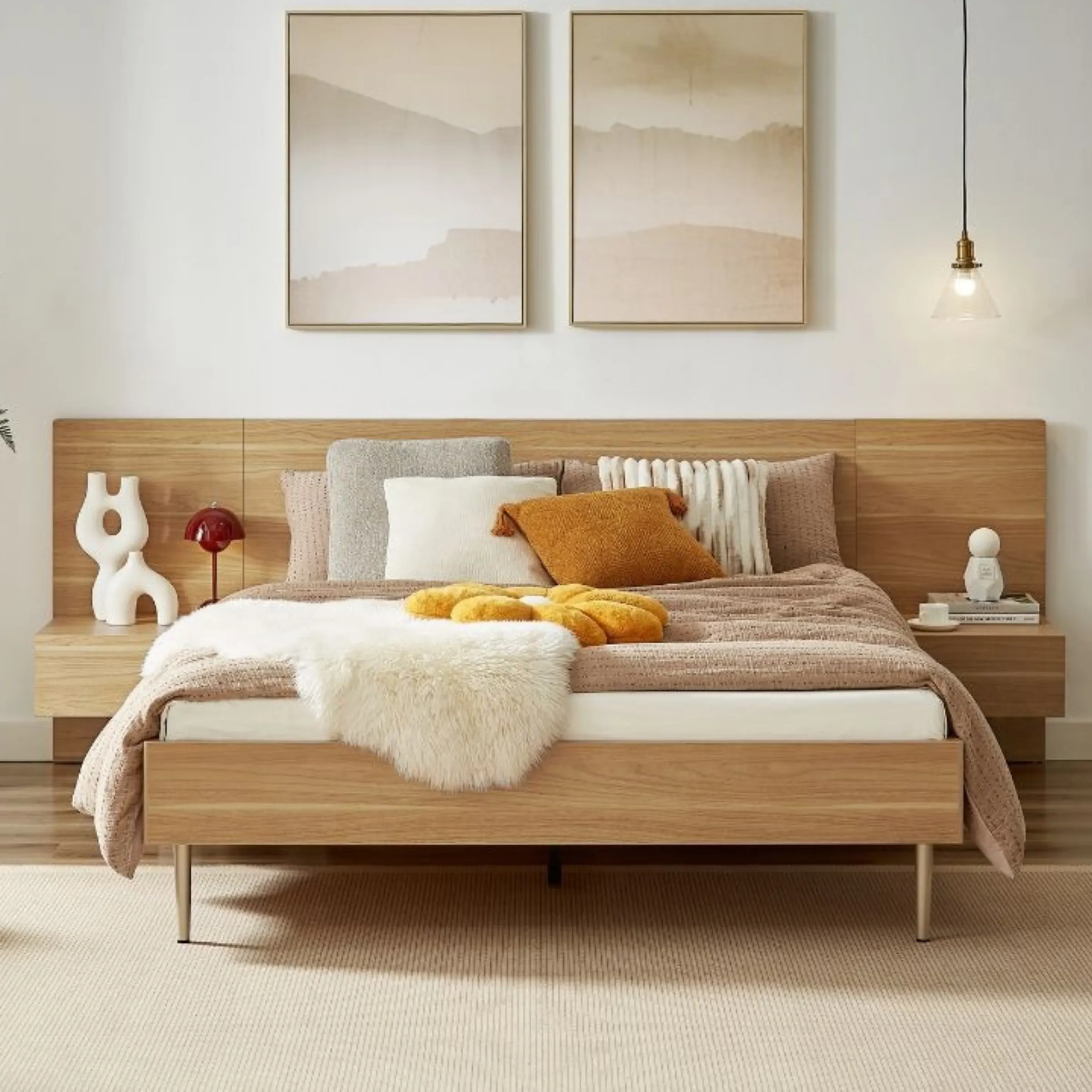 Lifely Eve Super King Bed Frame with 2 Bedside Tables Set