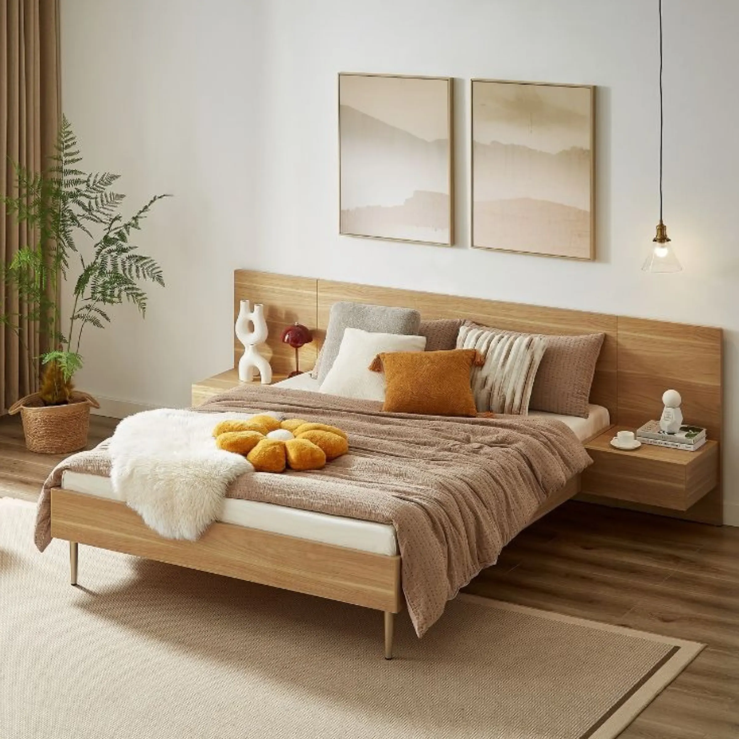 Lifely Eve Super King Bed Frame with 2 Bedside Tables Set