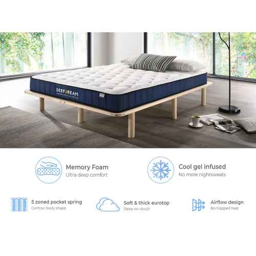 Lifely Deep Dream Basic Cool Gel Infused Memory Foam Mattress - Medium Firm - Double