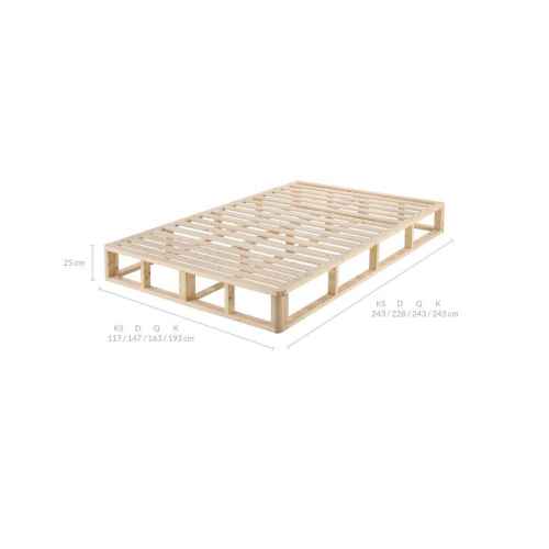 Lifely Coastal Pallet Bed Base, Clear Pine, Queen, 163Wx243Lx25H cm