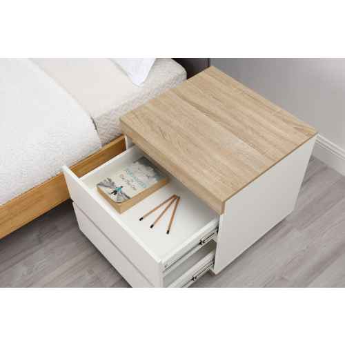 Lifely Cuppa Wooden Bedside Table, Natural Oak White, 50Wx55Lx54H cm