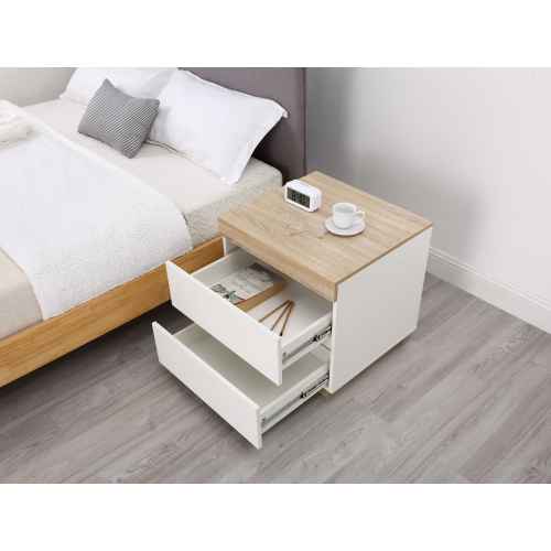 Lifely Cuppa Wooden Bedside Table, Natural Oak White, 50Wx55Lx54H cm