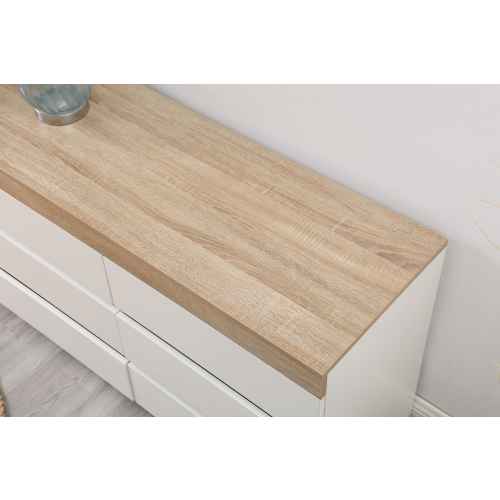 Lifely Cuppa Wooden 6 Chest of Drawer, Natural Oak White, 40Wx110Lx67H cm