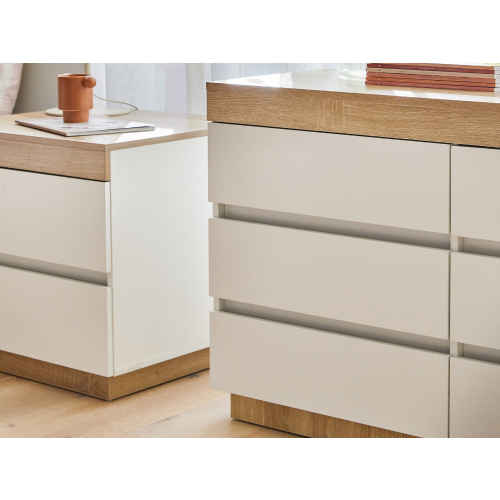 Lifely Cuppa Wooden 6 Chest of Drawer, Natural Oak White, 40Wx110Lx67H cm