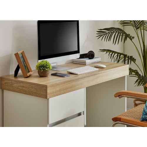 Lifely Cuppa Desk, Natural Oak White, 50Wx110Lx76H cm
