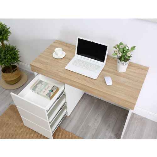 Lifely Cuppa Desk, Natural Oak White, 50Wx110Lx76H cm