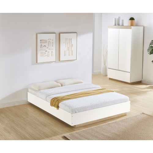 Lifely Cuppa Bed Base, White Oak, Super King, 187Wx208Lx28H cm