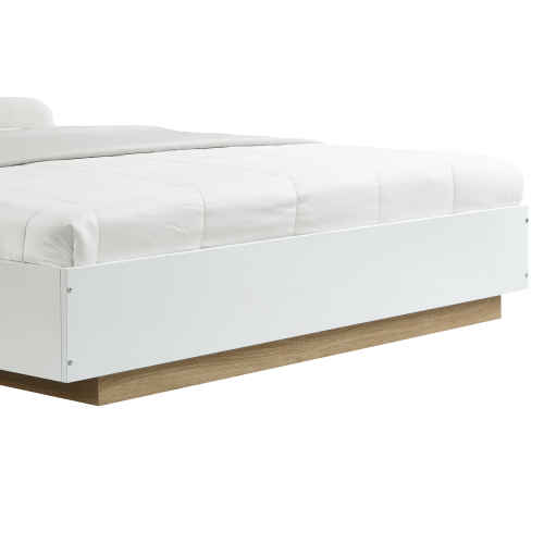 Lifely Cuppa Wooden Bed Frame, White Oak, Queen, 157Wx208Lx26/89H cm