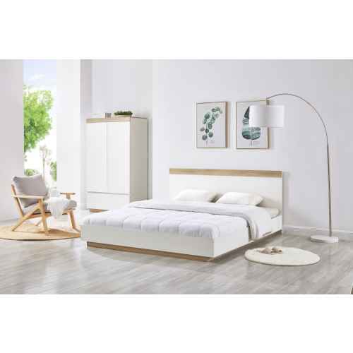 Lifely Cuppa Wooden Bed Frame, White Oak, Super King, 187Wx208Lx26/89H cm