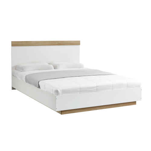 Lifely Cuppa Wooden Bed Frame, White Oak, Super King, 187Wx208Lx26/89H cm