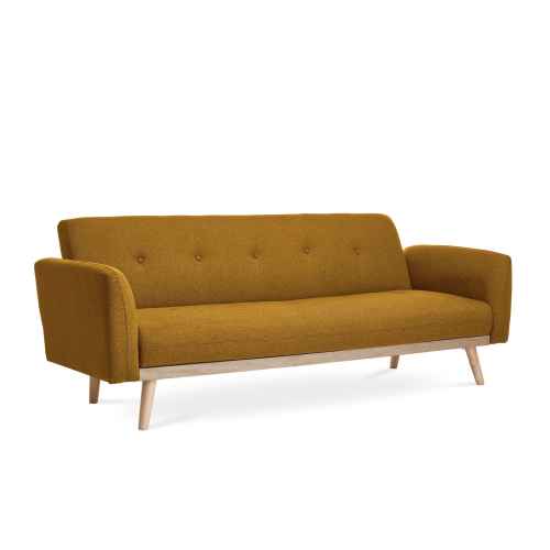 Lifely Nikko 3 Seater Fabric Sofa Bed, Yellow, 84Wx192Lx74H cm