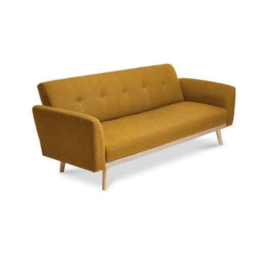 Lifely Nikko 3 Seater Fabric Sofa Bed, Yellow, 84Wx192Lx74H cm