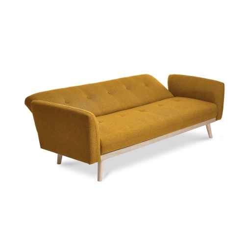 Lifely Nikko 3 Seater Fabric Sofa Bed, Yellow, 84Wx192Lx74H cm