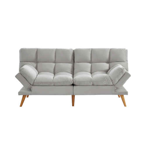 Lifely Buffy 3 Seater Velvet Sofa Bed, Light Grey, 110Wx190Lx47H cm