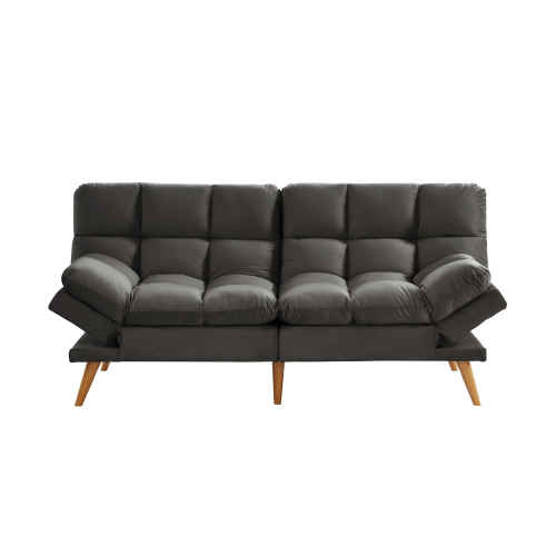 Lifely Buffy 3 Seater Velvet Sofa Bed, Charcoal, 110Wx190Lx47H cm