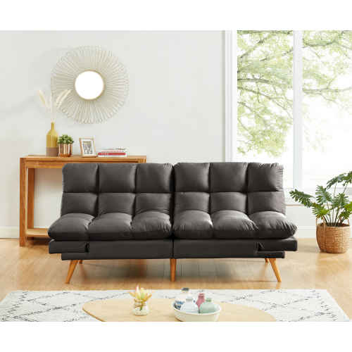 Lifely Buffy 3 Seater Velvet Sofa Bed, Charcoal, 110Wx190Lx47H cm