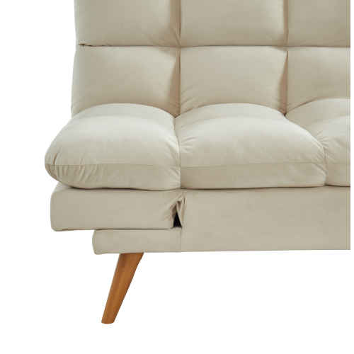 Lifely Buffy 3 Seater Velvet Sofa Bed, Beige, 110Wx190Lx47H cm