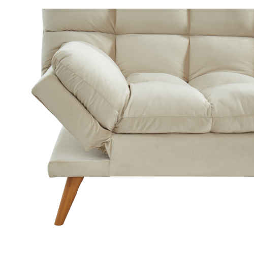 Lifely Buffy 3 Seater Velvet Sofa Bed, Beige, 110Wx190Lx47H cm