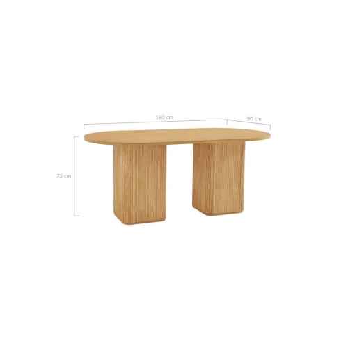 Lifely Tate Ripple Oval Dining Table, Natural