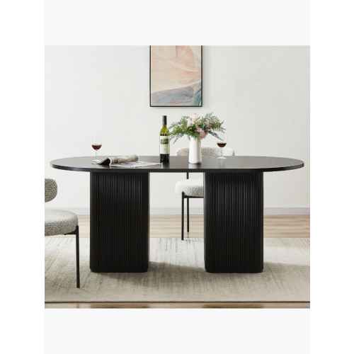 Lifely Tate Ripple Oval Dining Table, Black