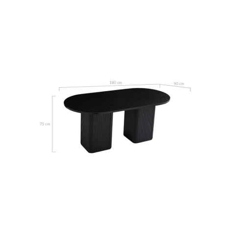 Lifely Tate Ripple Oval Dining Table, Black