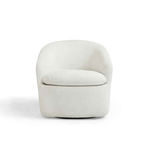 Lifely Cammy Boucle Swivel Chair, Creamy White