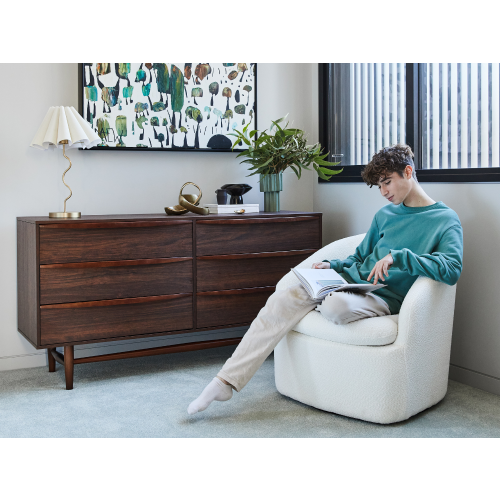 Lifely Cammy Boucle Swivel Chair, Creamy White
