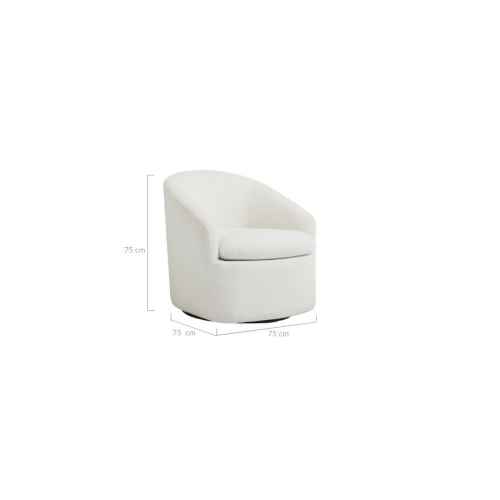 Lifely Cammy Boucle Swivel Chair, Creamy White, 75Wx75Lx75H cm