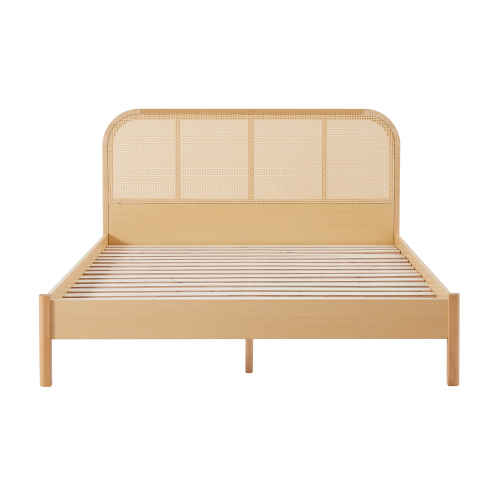 Lifely Lana Rattan Bed Frame, Maple, Double, 150Wx195.8Lx100H cm