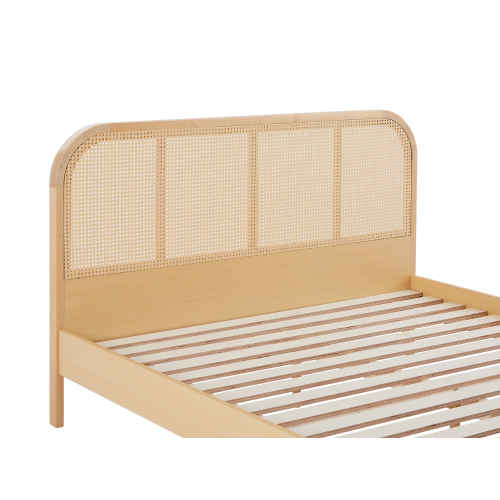 Lifely Lana Rattan Bed Frame, Maple, Double, 150Wx195.8Lx100H cm