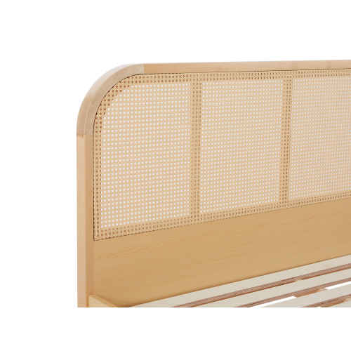 Lifely Lana Rattan Bed Frame, Maple, Double, 150Wx195.8Lx100H cm