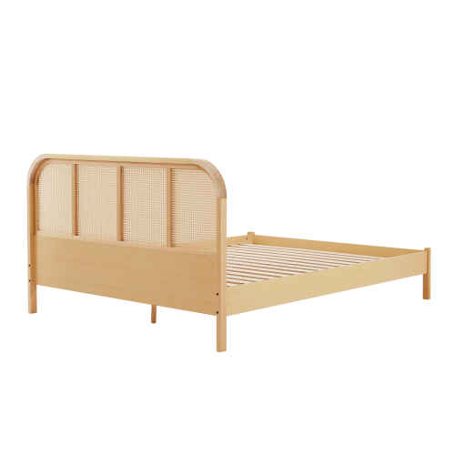 Lifely Lana Rattan Bed Frame, Maple, Queen, 163Wx214Lx100H cm