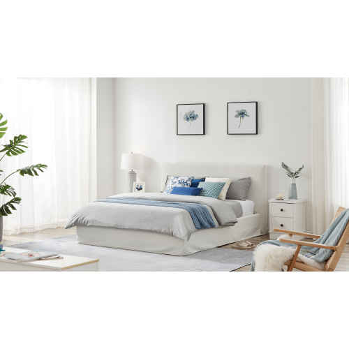 Lifely Hyla Bed Frame with Slip Cover, White, Double, 165Wx209.5Lx103H cm