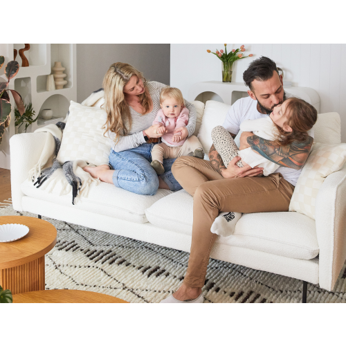 Lifely Jasper 3 Seater Boucle Sofa, Creamy White, 85Wx200Lx90H cm