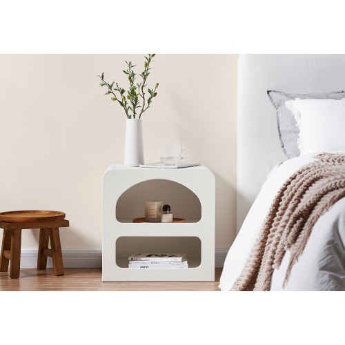 Lifely Sorrento Bedside Table, Chalk White, 40Wx50Lx50H cm