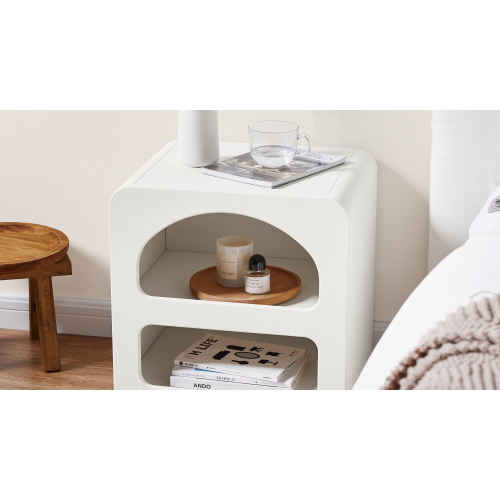 Lifely Sorrento Bedside Table, Chalk White, 40Wx50Lx50H cm