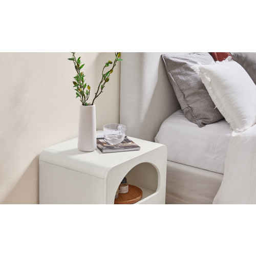 Lifely Sorrento Bedside Table, Chalk White, 40Wx50Lx50H cm