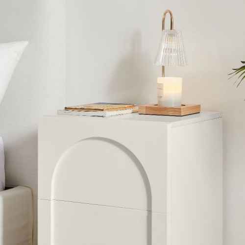 Lifely Arch Bedside Table, 40Wx45Lx60H cm, White