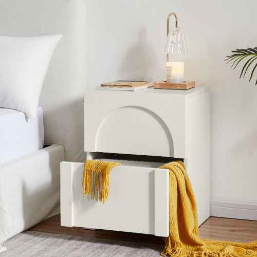 Lifely Arch Bedside Table, 40Wx45Lx60H cm, Creamy White