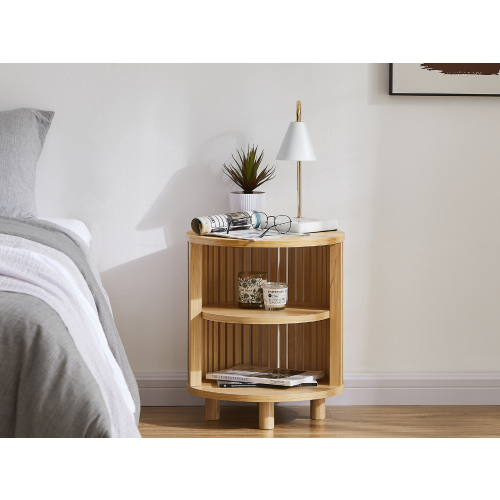 Lifely Harmony Round Bedside Table, 42Wx42Lx50H cm, Oak