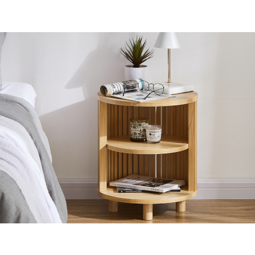 Lifely Harmony Round Bedside Table, 42Wx42Lx50H cm, Oak