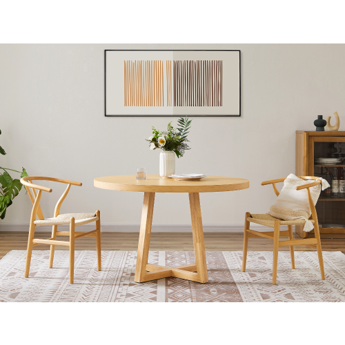 Lifely Haris Round Dining Table, 120Wx120Lx75H cm, Natural