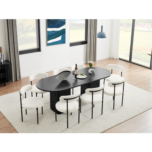 Lifely Tate 8 Seater Dining Table, Black