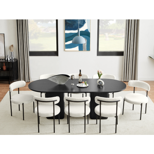 Lifely Tate 8 Seater Dining Table, Black